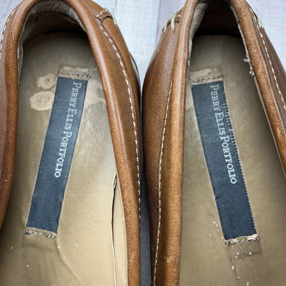 Perry Ellis Portfolio Men's Stanford Loafers Leather Shoes Brown Size 9 PP8509D - Picture 12 of 15